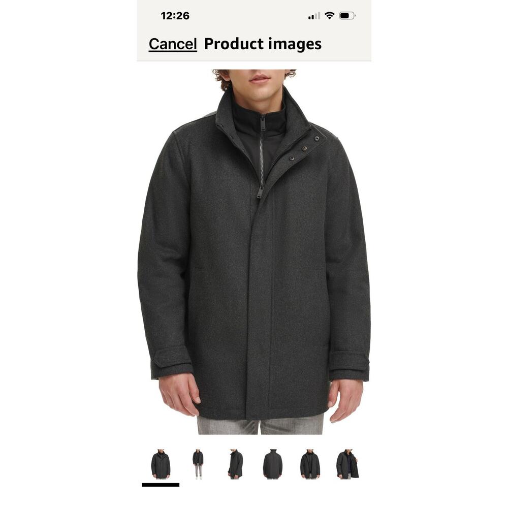 Dockers Men's Wool Melton Small Two Pocket Full Length Duffle Coat, New Charcoal